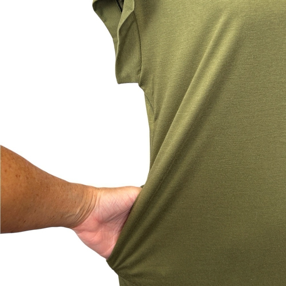 Amoretu Women’s Sundress Army Green Hi-Lo Cap Sleeve W/Pockets Dress Size-M Nwt — image 7 of 8